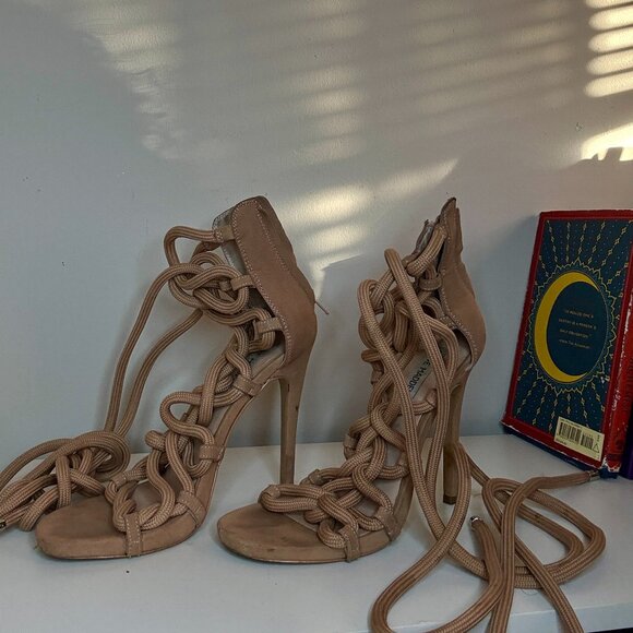 Steve Madden Tan Strappy Lace-Up Heels - Picture 2 of 3